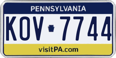 PA license plate KOV7744