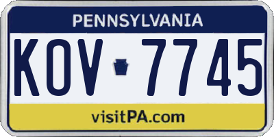 PA license plate KOV7745