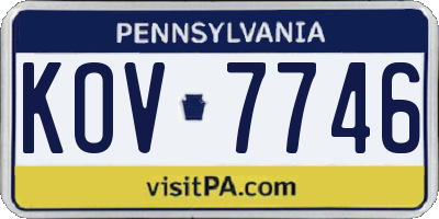 PA license plate KOV7746