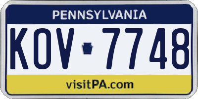 PA license plate KOV7748