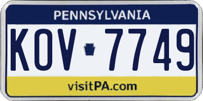 PA license plate KOV7749