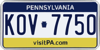 PA license plate KOV7750