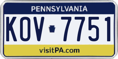 PA license plate KOV7751