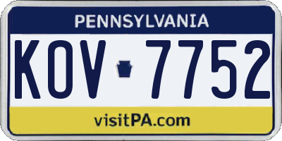 PA license plate KOV7752