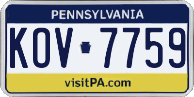PA license plate KOV7759