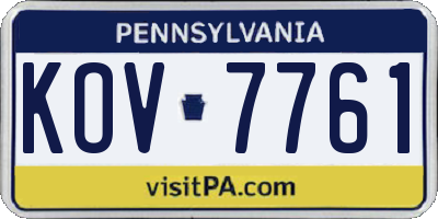 PA license plate KOV7761