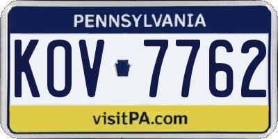 PA license plate KOV7762