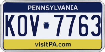 PA license plate KOV7763