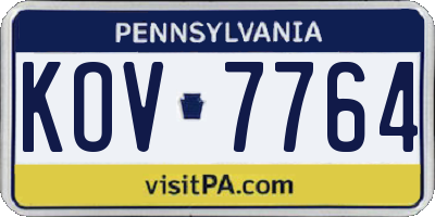 PA license plate KOV7764