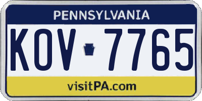PA license plate KOV7765