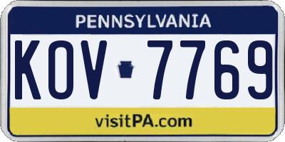PA license plate KOV7769