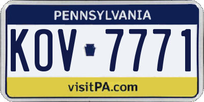 PA license plate KOV7771