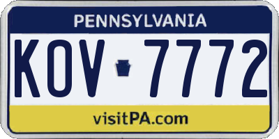 PA license plate KOV7772