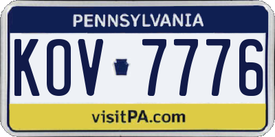 PA license plate KOV7776
