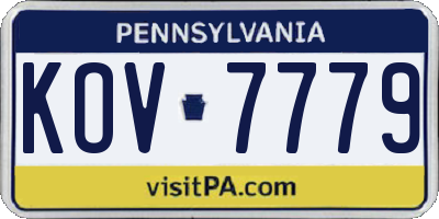 PA license plate KOV7779