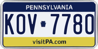 PA license plate KOV7780