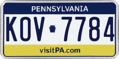 PA license plate KOV7784