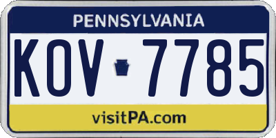 PA license plate KOV7785