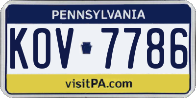 PA license plate KOV7786