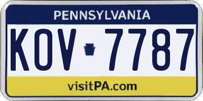 PA license plate KOV7787