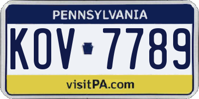 PA license plate KOV7789