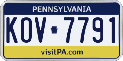 PA license plate KOV7791