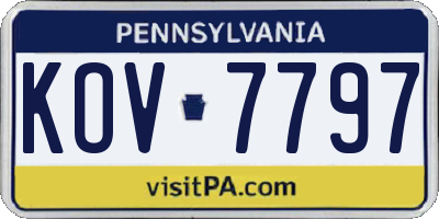 PA license plate KOV7797