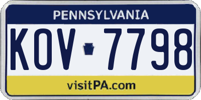 PA license plate KOV7798
