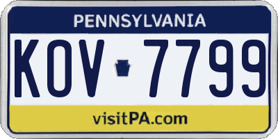 PA license plate KOV7799