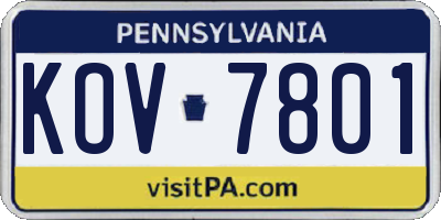PA license plate KOV7801
