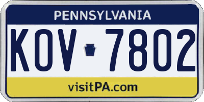 PA license plate KOV7802