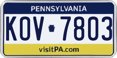PA license plate KOV7803