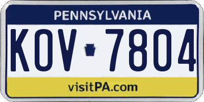 PA license plate KOV7804