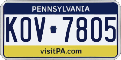PA license plate KOV7805