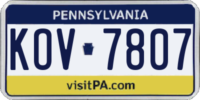 PA license plate KOV7807