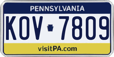 PA license plate KOV7809