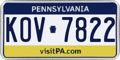 PA license plate KOV7822