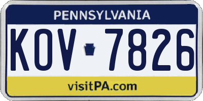 PA license plate KOV7826