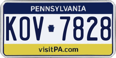 PA license plate KOV7828