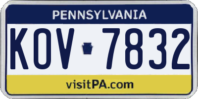 PA license plate KOV7832