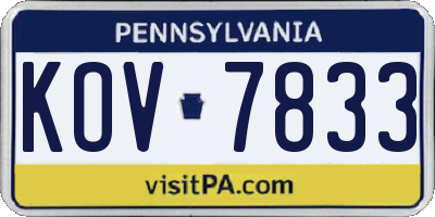 PA license plate KOV7833