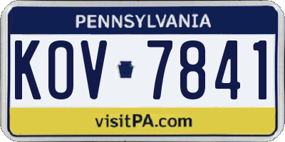 PA license plate KOV7841