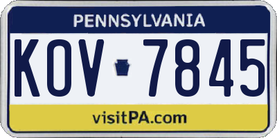 PA license plate KOV7845