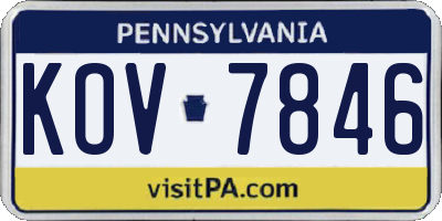 PA license plate KOV7846