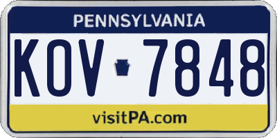 PA license plate KOV7848