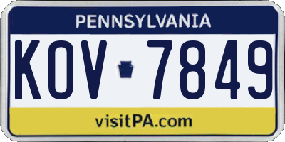 PA license plate KOV7849