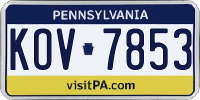 PA license plate KOV7853