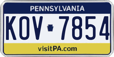 PA license plate KOV7854