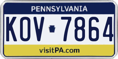 PA license plate KOV7864
