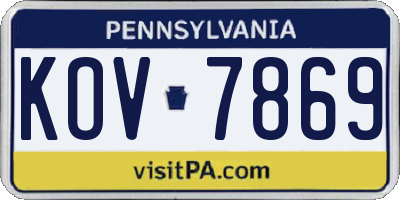PA license plate KOV7869